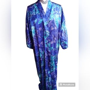 VINTAGE CALIFORNIA DINASTY WOMEN FLORAL BLUE ROBE